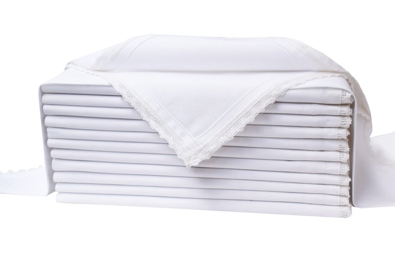 Light & Pro Lightnpro Set of 12 Cloth Dinner Napkins with Beautiful Lace - Cotton, Soft & Durable, Washable - Ideal for Weddings, Spring, Summer, Easter, and Everyday Use - 18x18 Inch White - Image 5